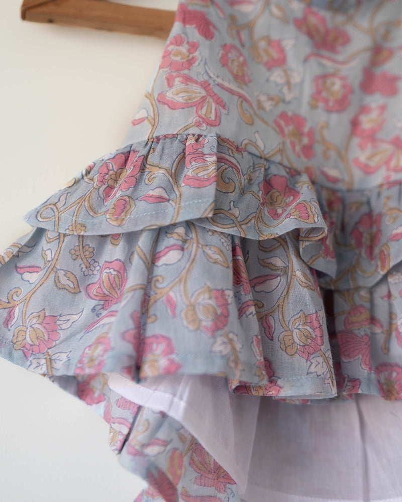 Flutter sky blue butterfly halter top skirt co-ord - Totdot
