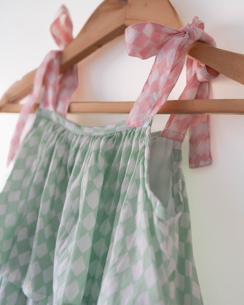 Wander co-ord Set in sage green rhombus - Totdot