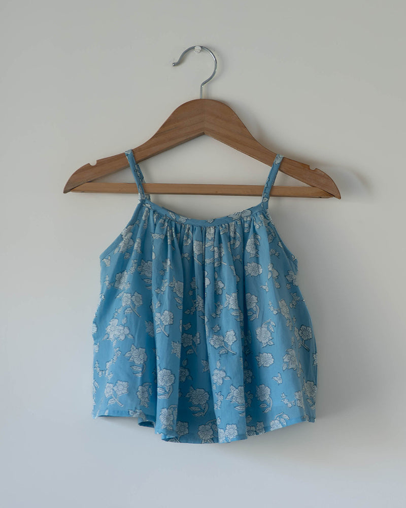 Blossom powder blue spaghetti top shorts set - Totdot