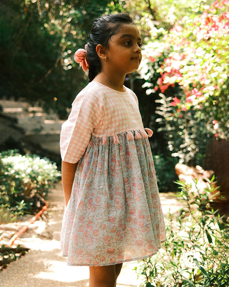Tassel dress in sky blue butterfly - Totdot