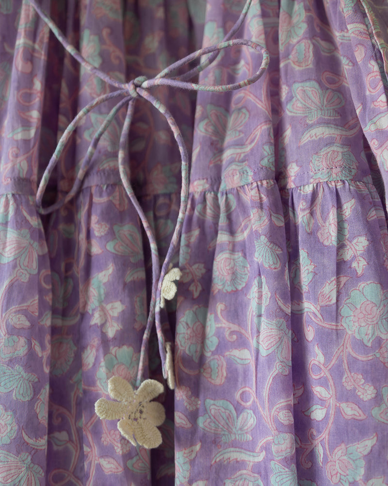 Fool's paradise dress in purple butterfly blockprint - Totdot