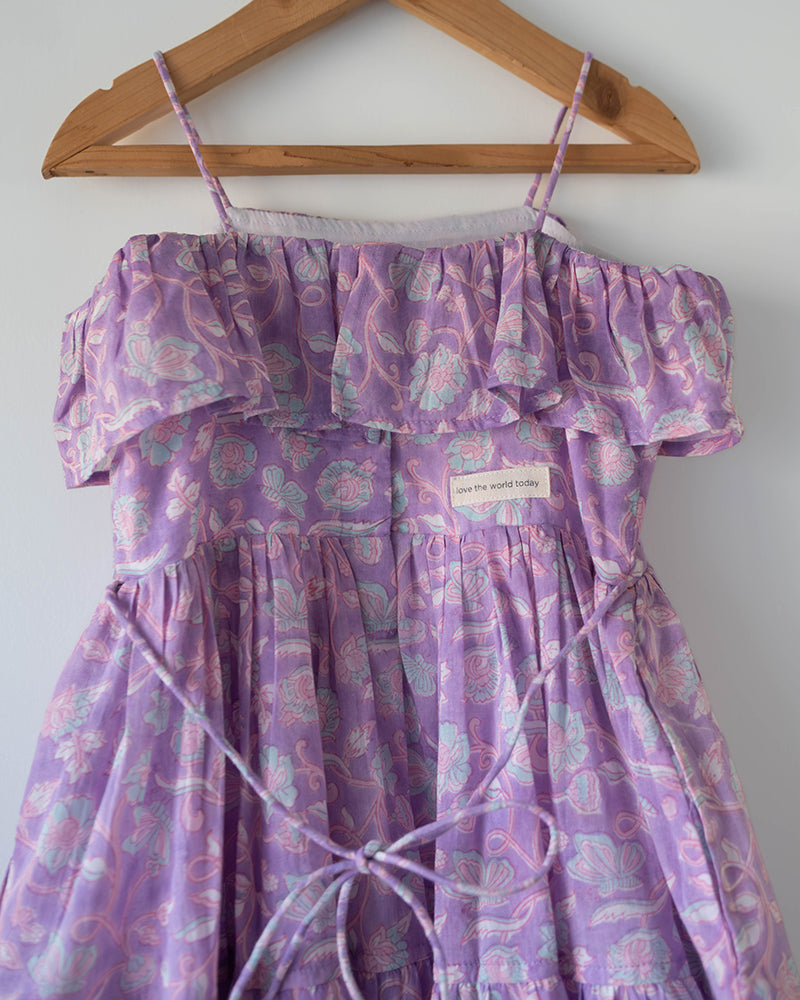 Fool's paradise dress in purple butterfly blockprint - Totdot