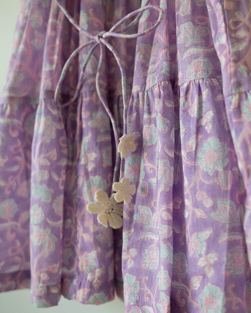 Fool's paradise dress in purple butterfly blockprint - Totdot