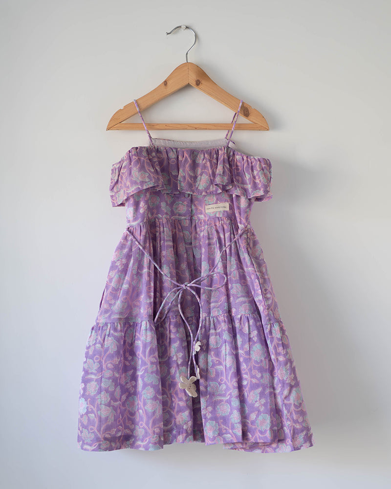 Fool's paradise dress in purple butterfly blockprint - Totdot