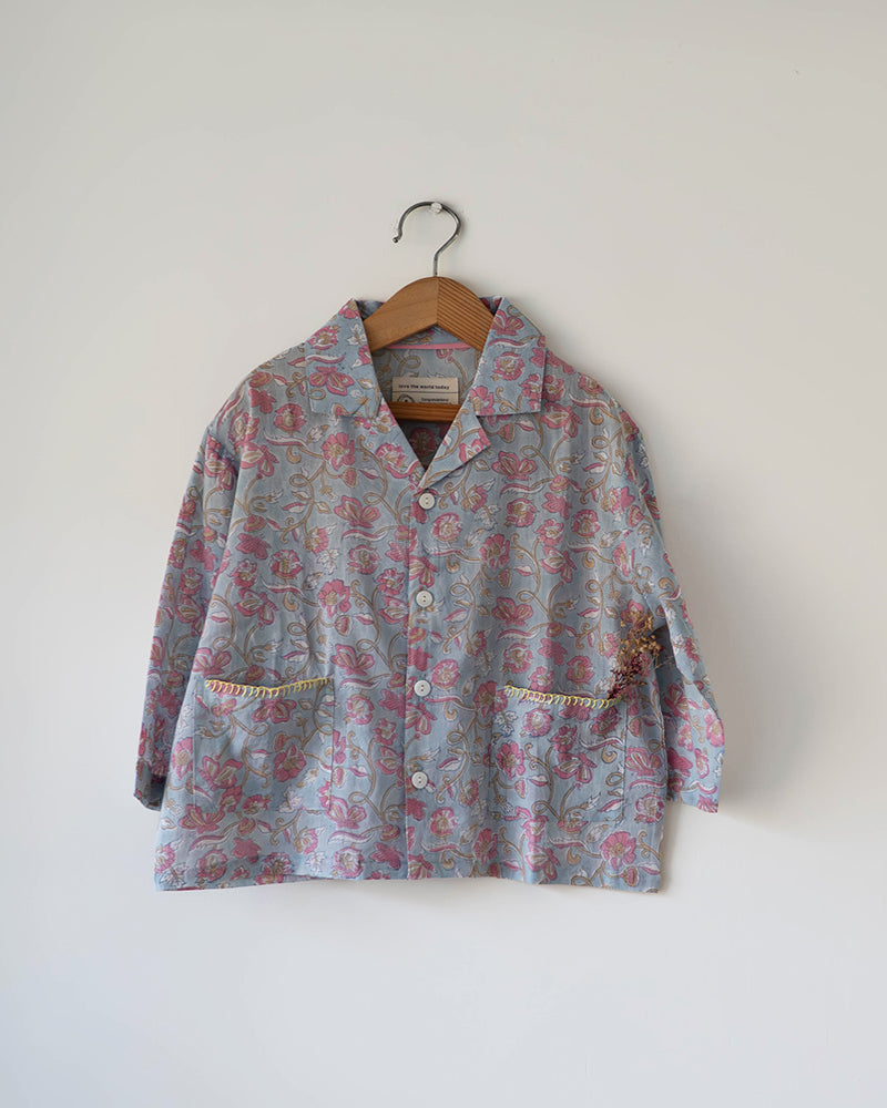 Cloud drift shirt in sky blue butterfly - Totdot