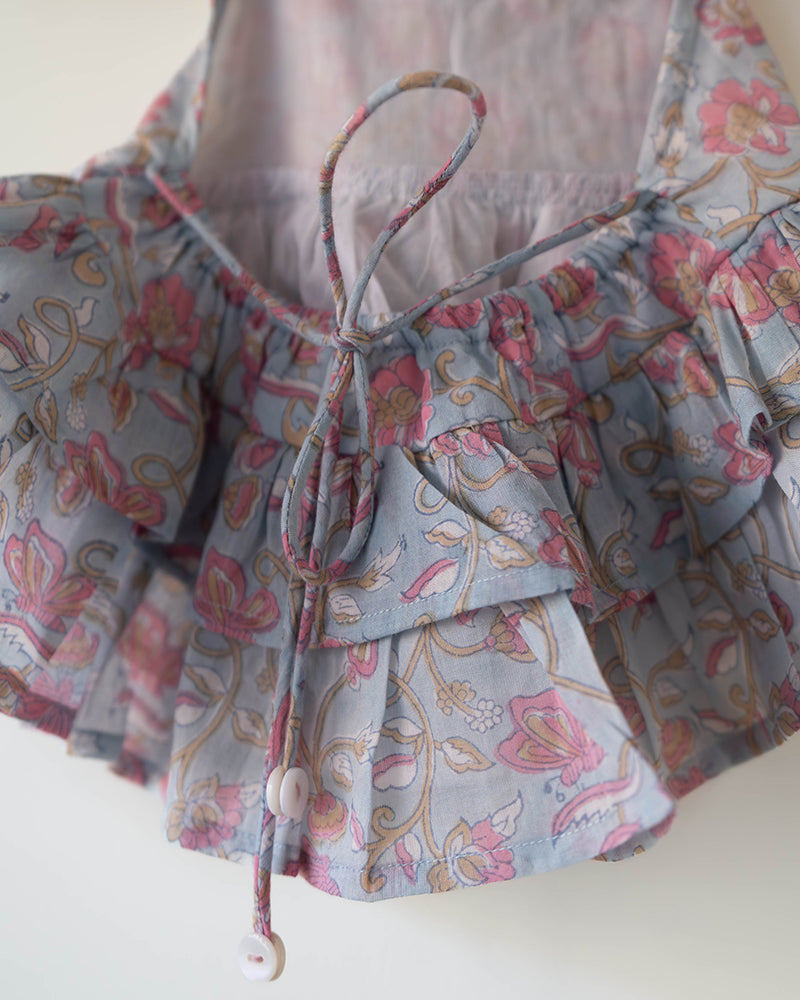 Flutter sky blue butterfly halter top skirt co-ord - Totdot