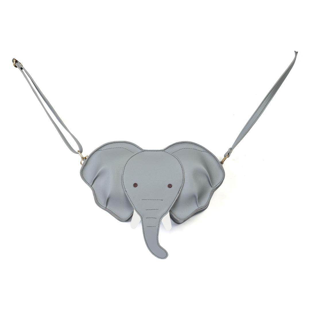 Dumbo Elephant Crossbody Bag for Kids | Vegan Leather | Brilliant Silver Color | Velvet Lining - Totdot