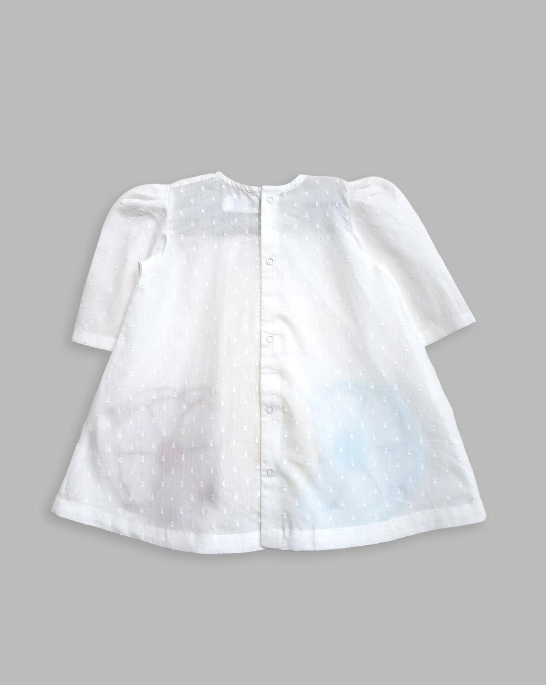 Flowers- Organic Cotton Putta Puff Sleeve Embroidered Girls Dress - Totdot