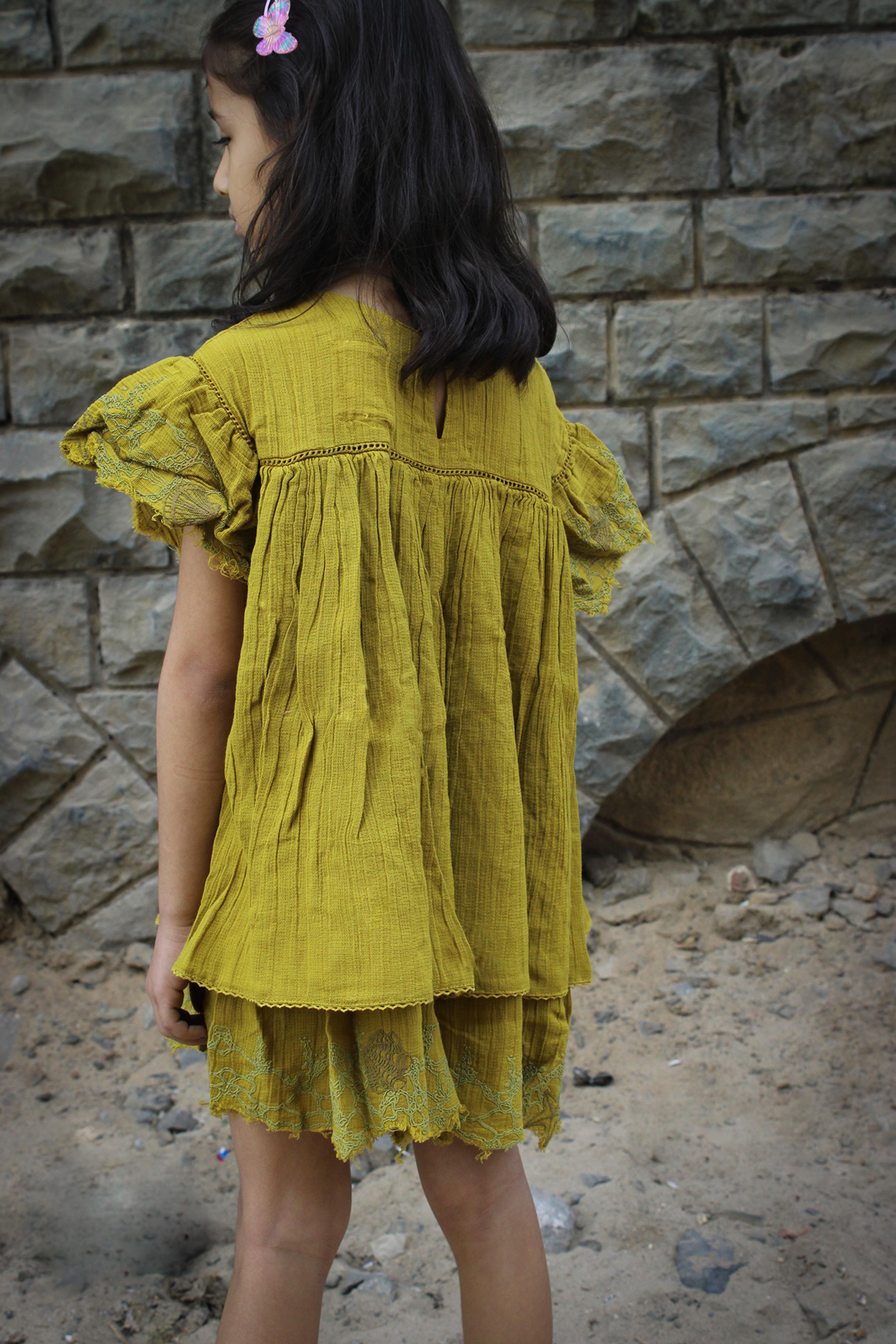 Flutter Dress | Yellow - Totdot