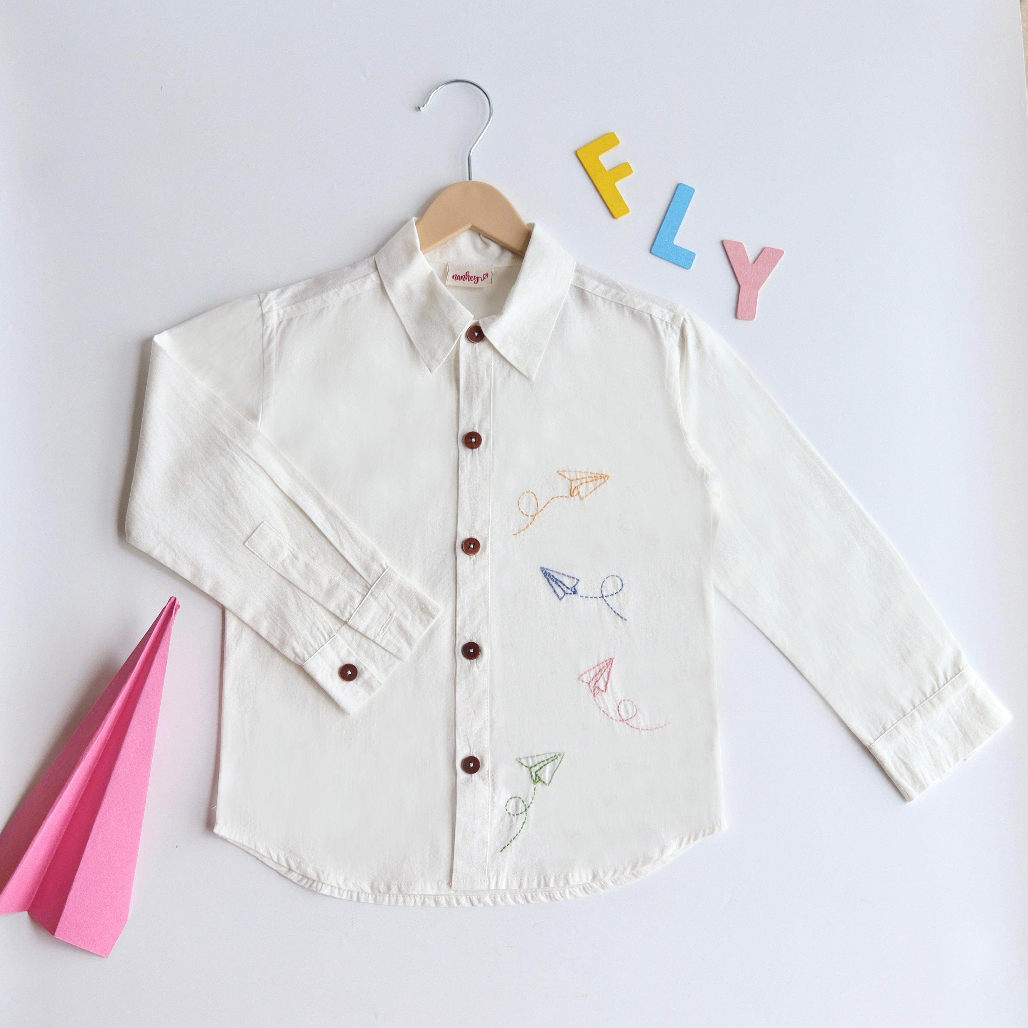 Fly High Embroidered Formal Shirt - Light Pink - Totdot