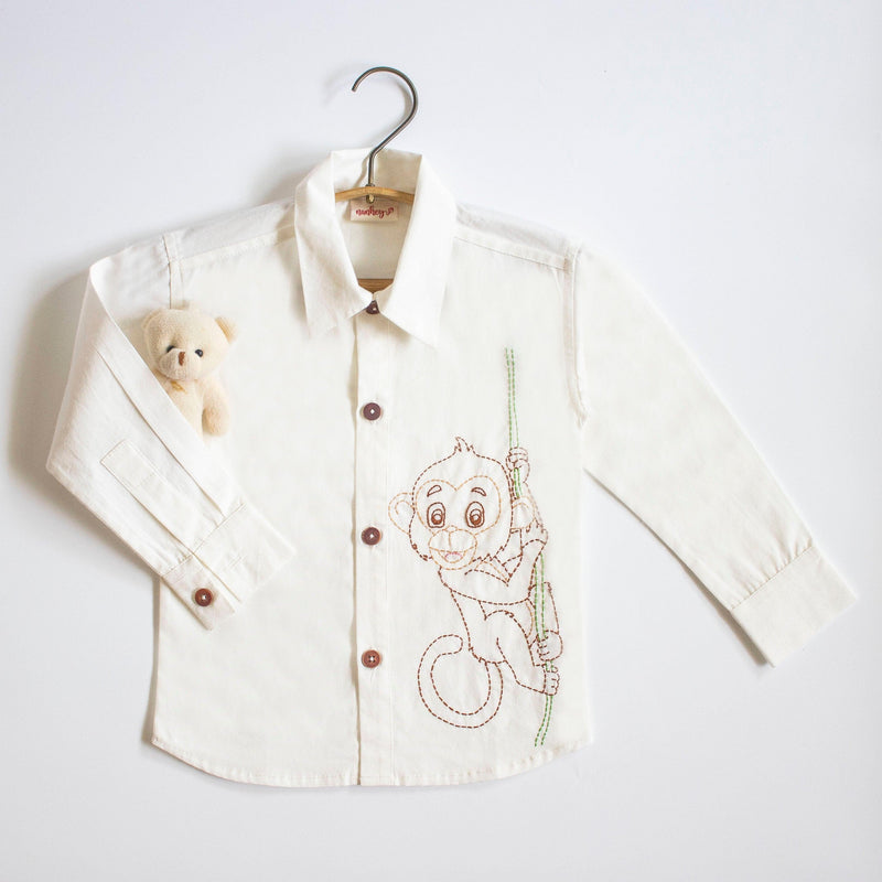 Frosty Monkey Embroidered Formal Shirt - Totdot