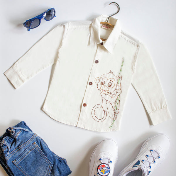 Frosty Monkey Embroidered Formal Shirt - Totdot