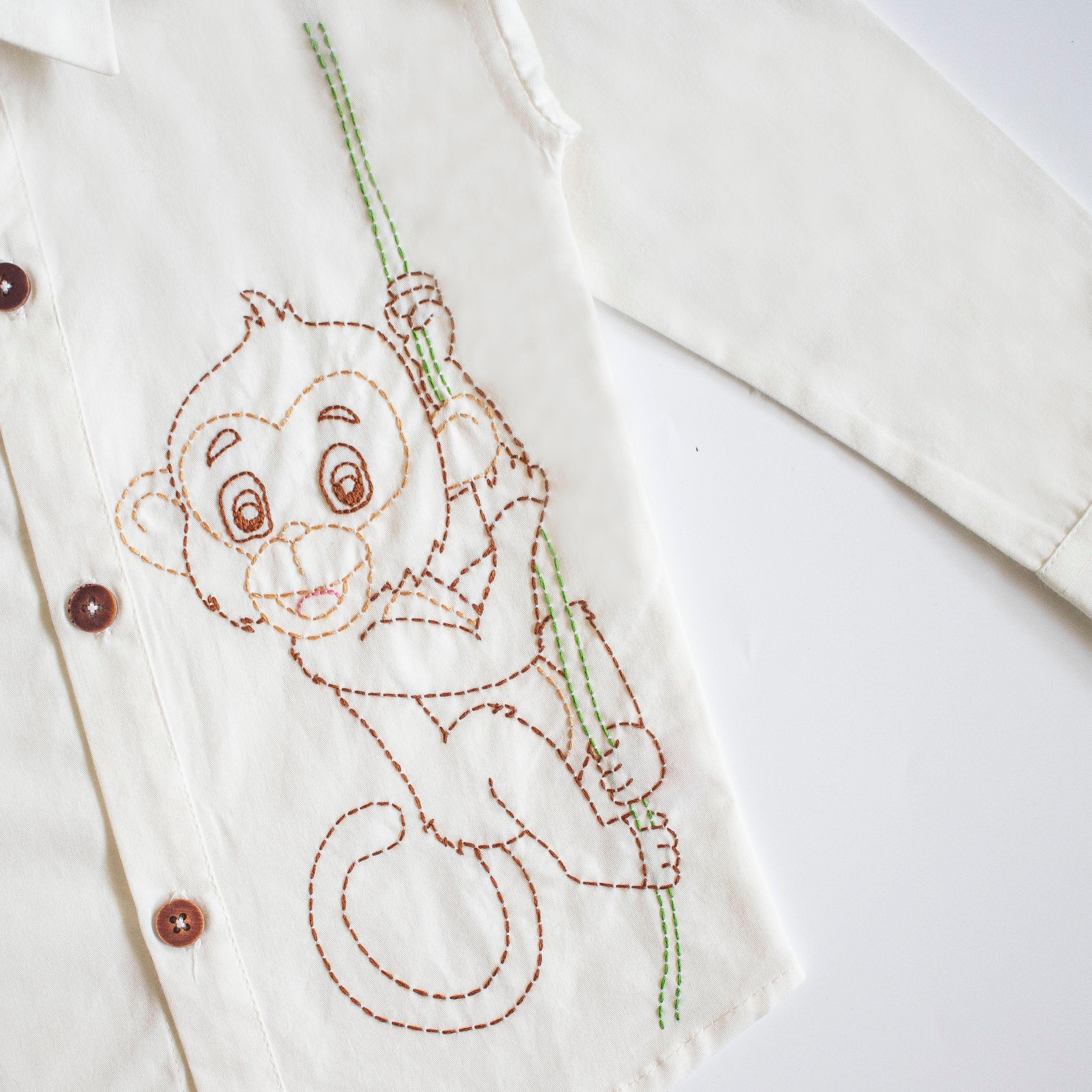 Frosty Monkey Embroidered Formal Shirt - Totdot