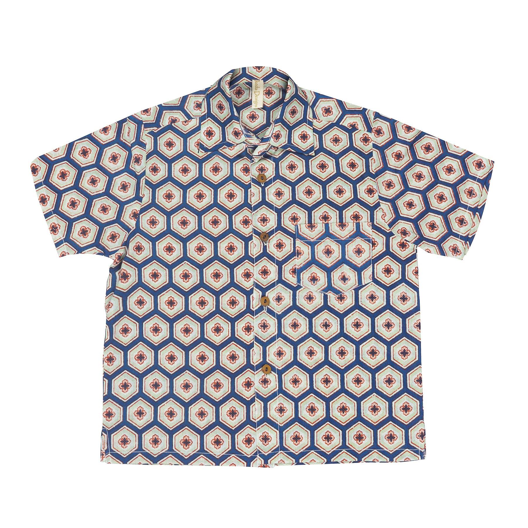 Geometrical Print Half Sleeves Shirt- Multicolor - Totdot