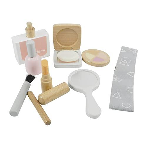 Glam it Up- Wooden Make up Toy Set- 10 Piece Kit - Pretend Play Makeup Playset - 100% Natural Wood, Nontoxic Paint, Smooth Edges | Toddler Wooden Makeup Kit - Totdot
