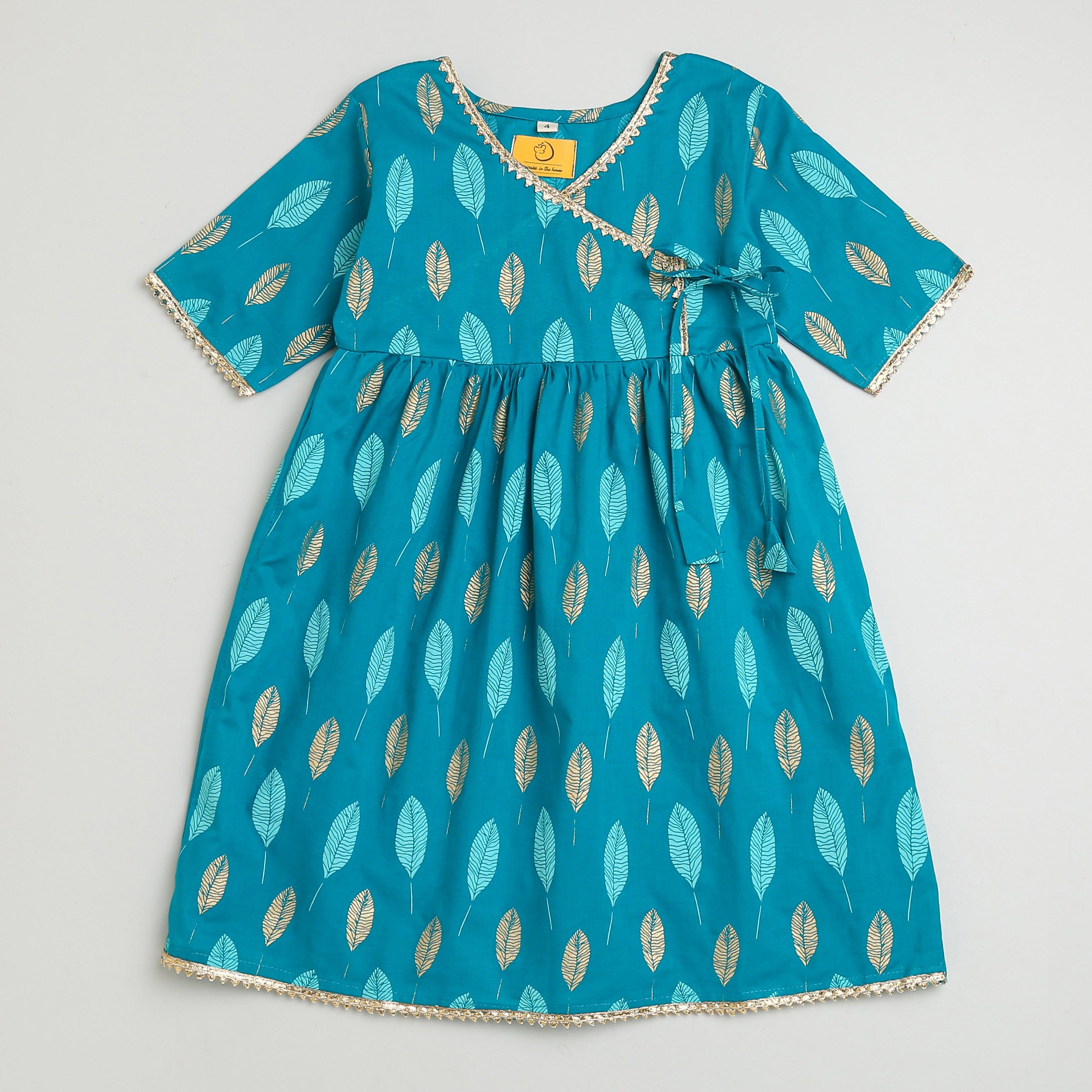 Gleaming Leaf Girls Ethnic Wear- Blue - Totdot