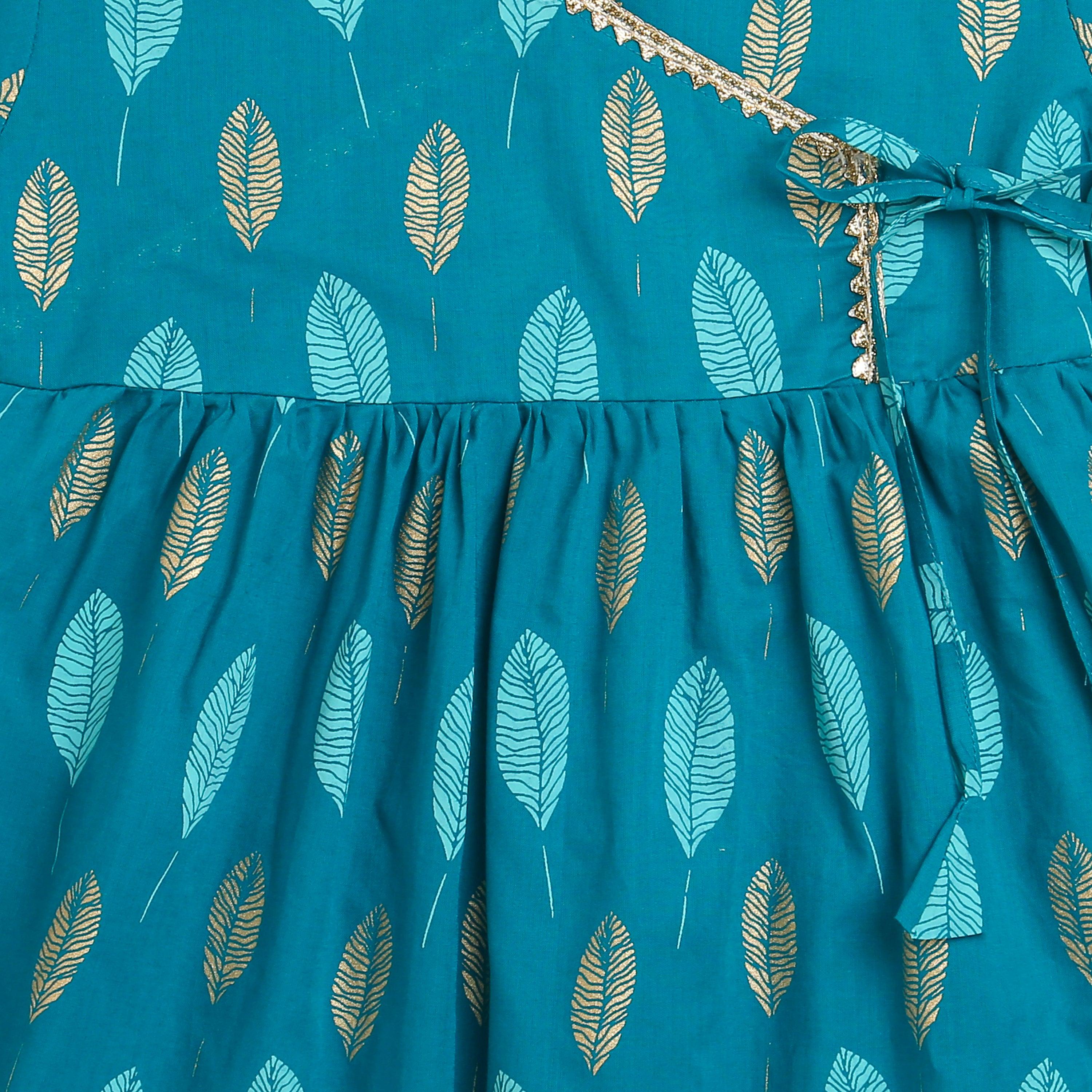 Gleaming Leaf Girls Ethnic Wear- Blue - Totdot