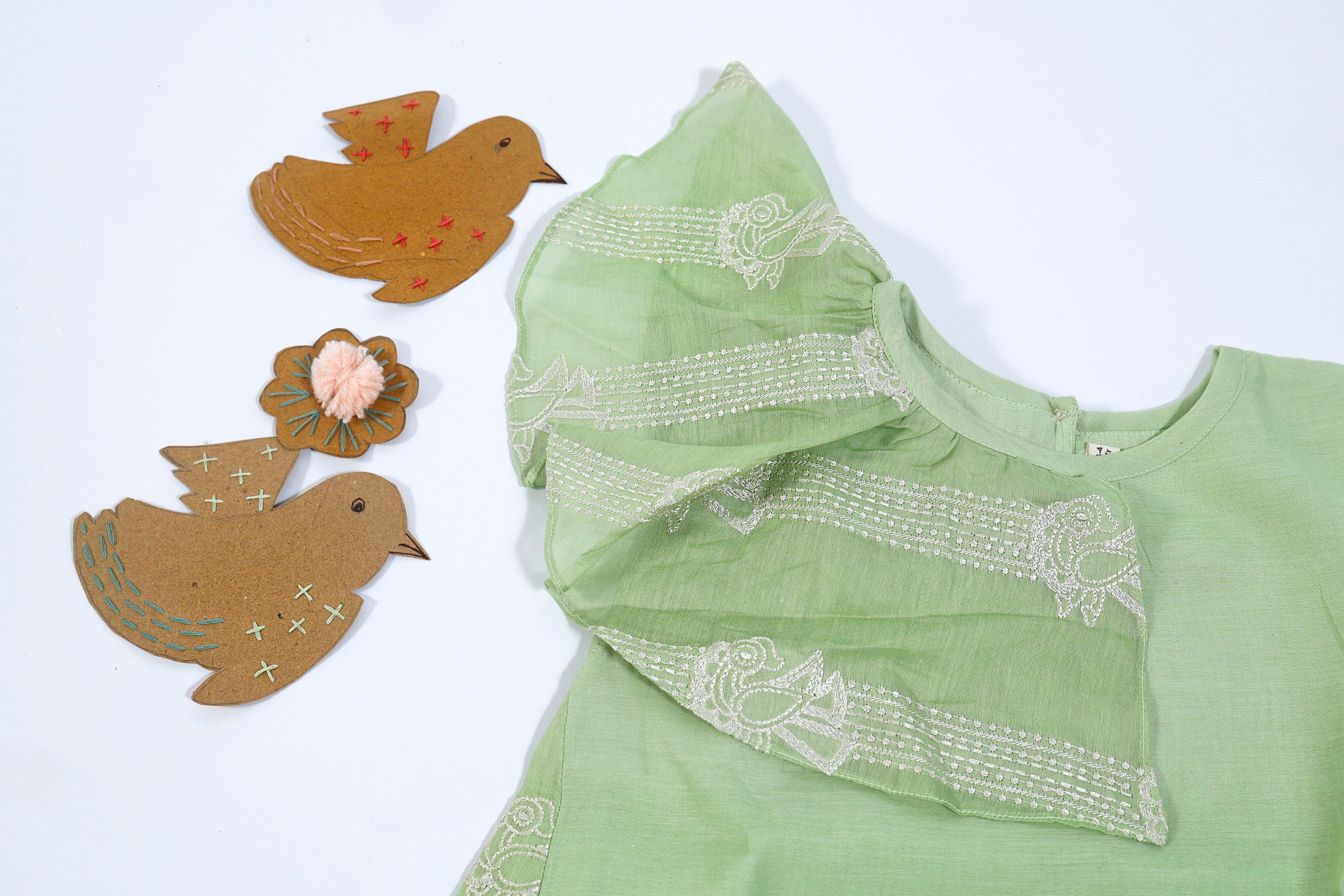 Green Chanderi Dress - Totdot