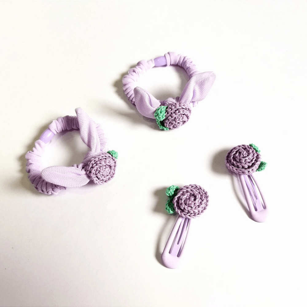 Green Clip and Hair Tie set - Totdot