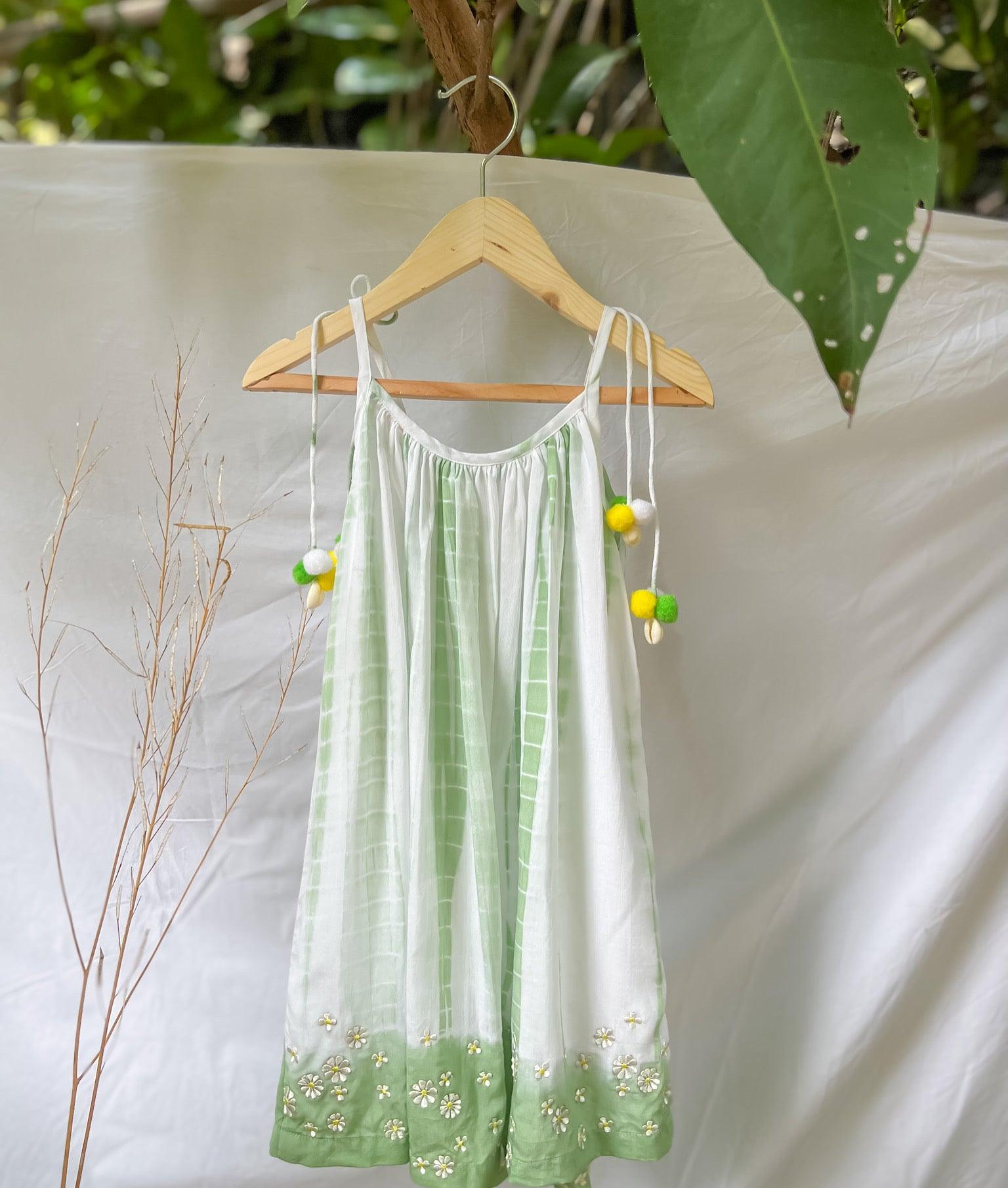 GREEN TIE DYE SLIP DRESS - Totdot