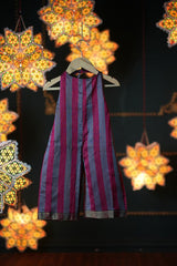 Gulkhaira girls ethnic jumpsuit in striped handwoven cotton silk - Totdot