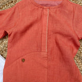 Handwoven Linen Kurta-Orange - Totdot