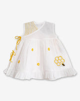 Honeycomb-Organic Cotton Hand Embroidered Girls Jhabla/Dress - Totdot