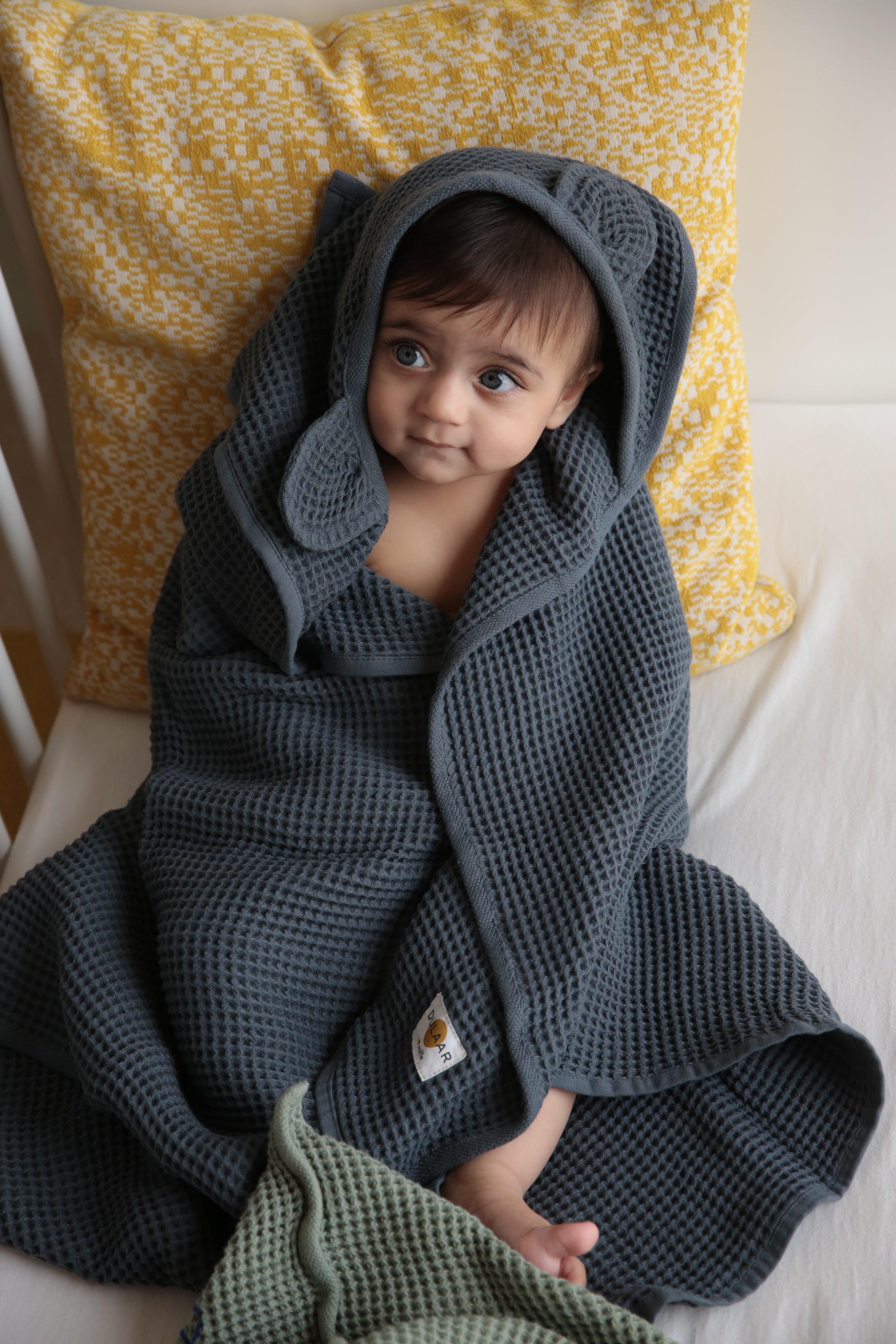 Hooded Waffle Towel - Misty Blue - Totdot