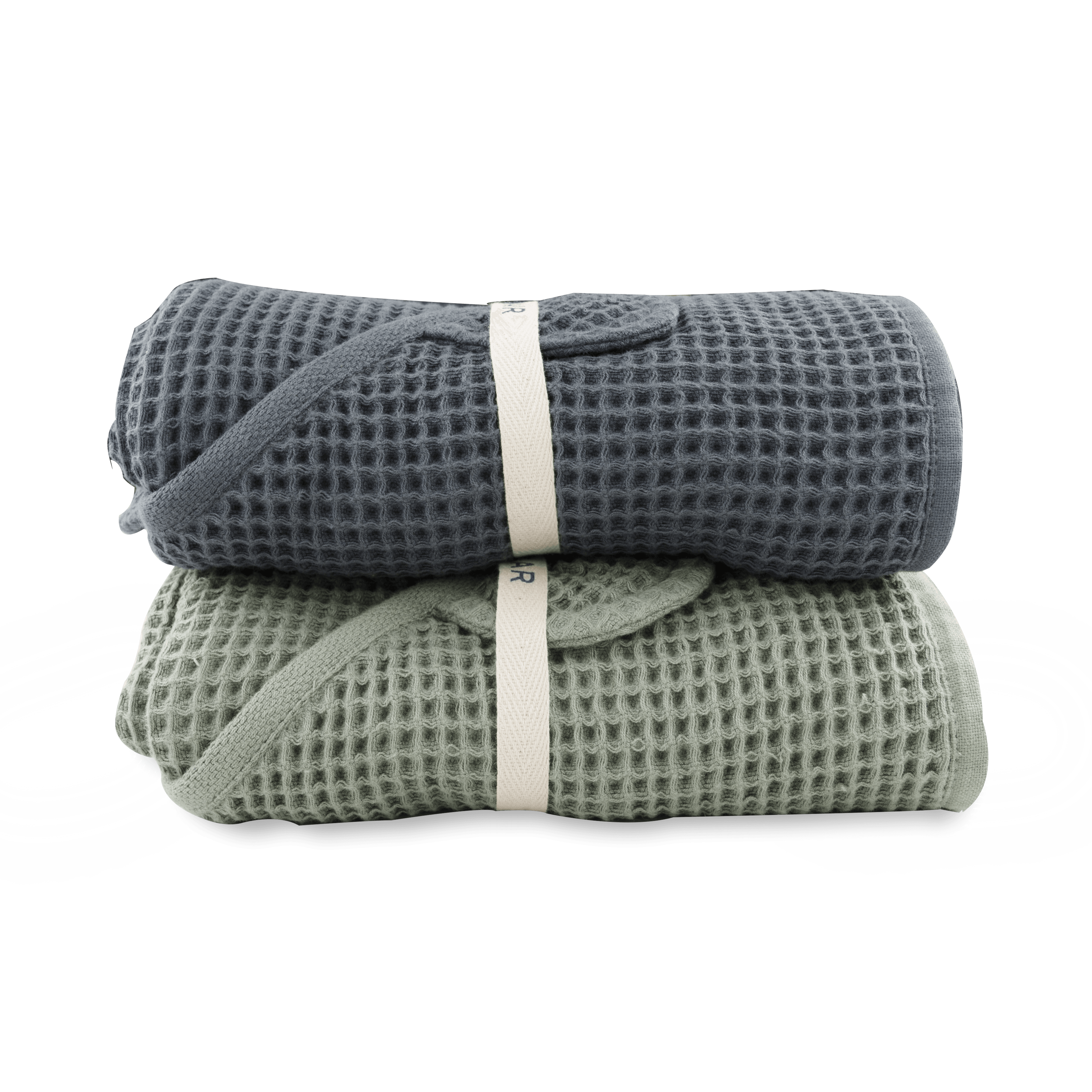 Hooded Waffle Towel - Natural Sage - Totdot