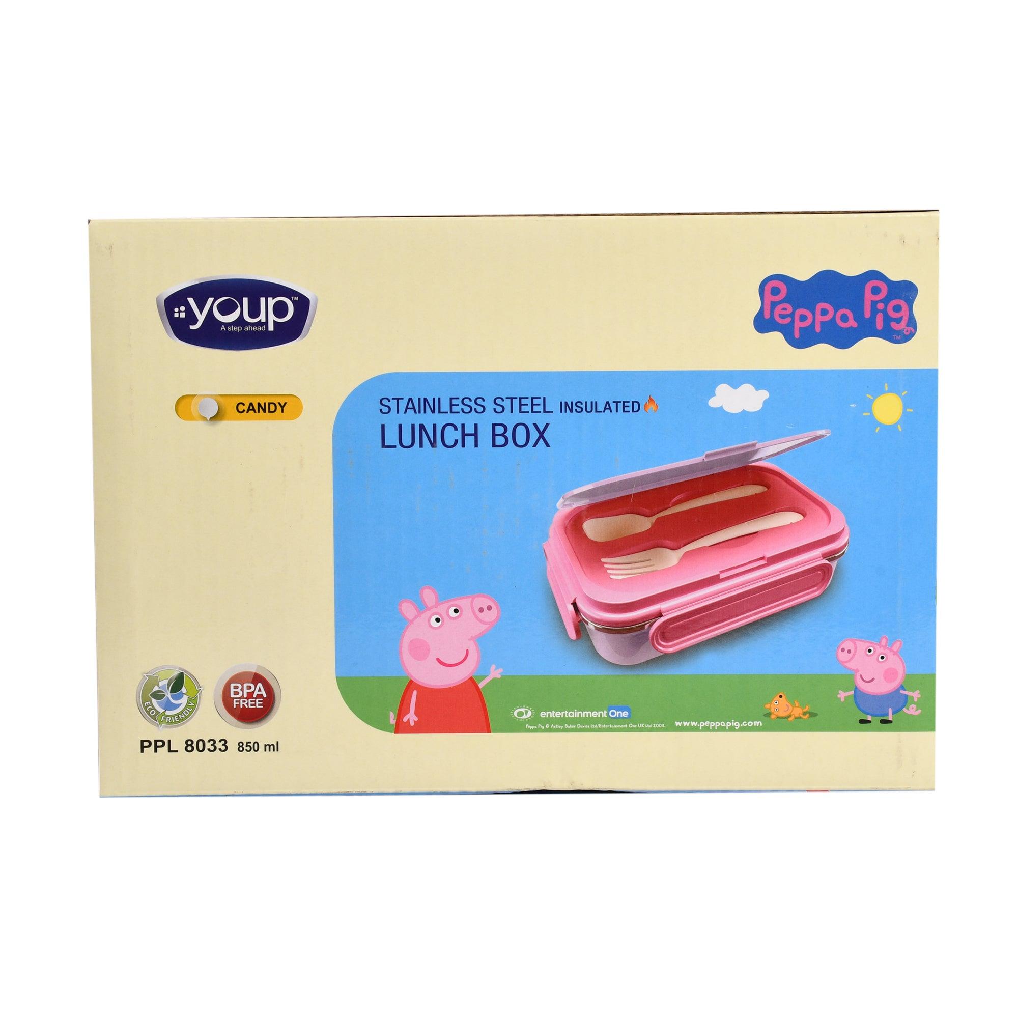 Insulated Kids Peppa Pig Lunch Box with Fork & Spoon CANDY-850 ml - Totdot