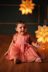 Kamal sleeveless infant pleated dress in handwoven cotton silk - Totdot