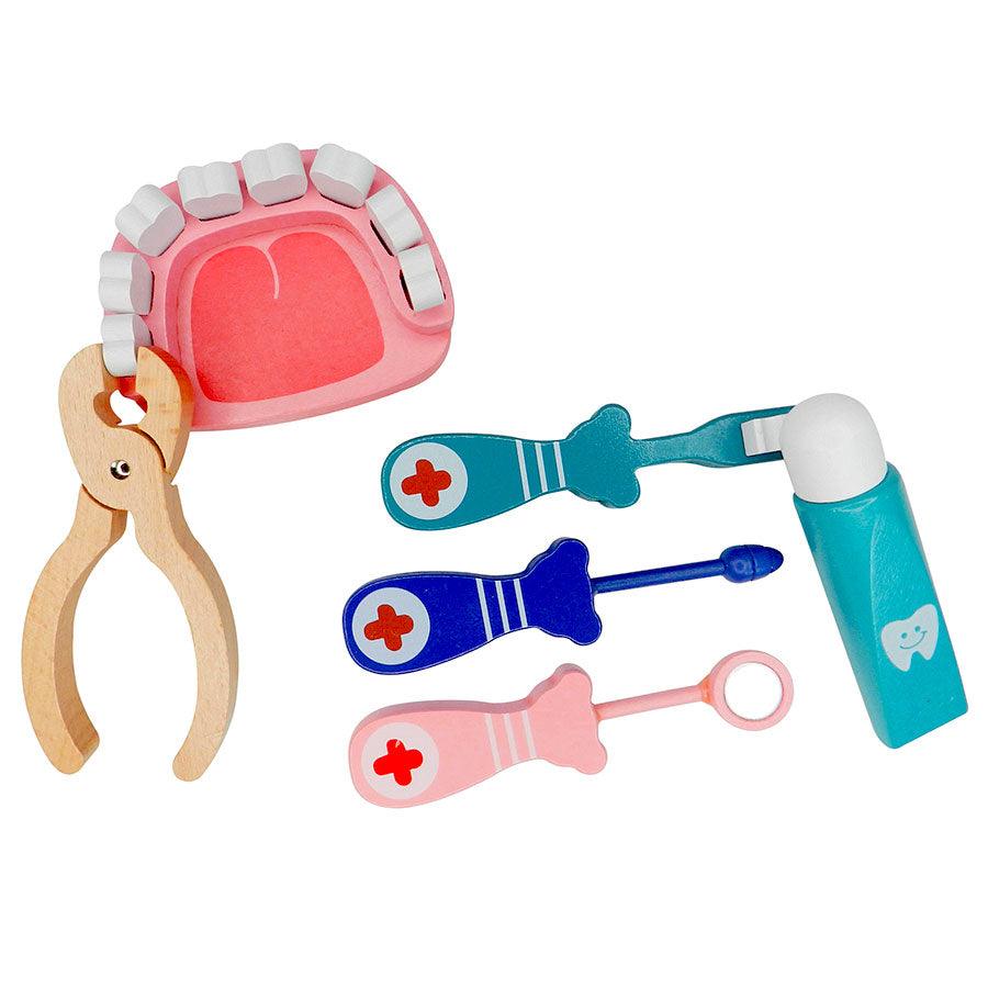 Kids Dentist Toy Set (6 Pcs) | Pretend Play Wooden Doctor Set ( 1 Years + ) Imagination and Creativity - Totdot