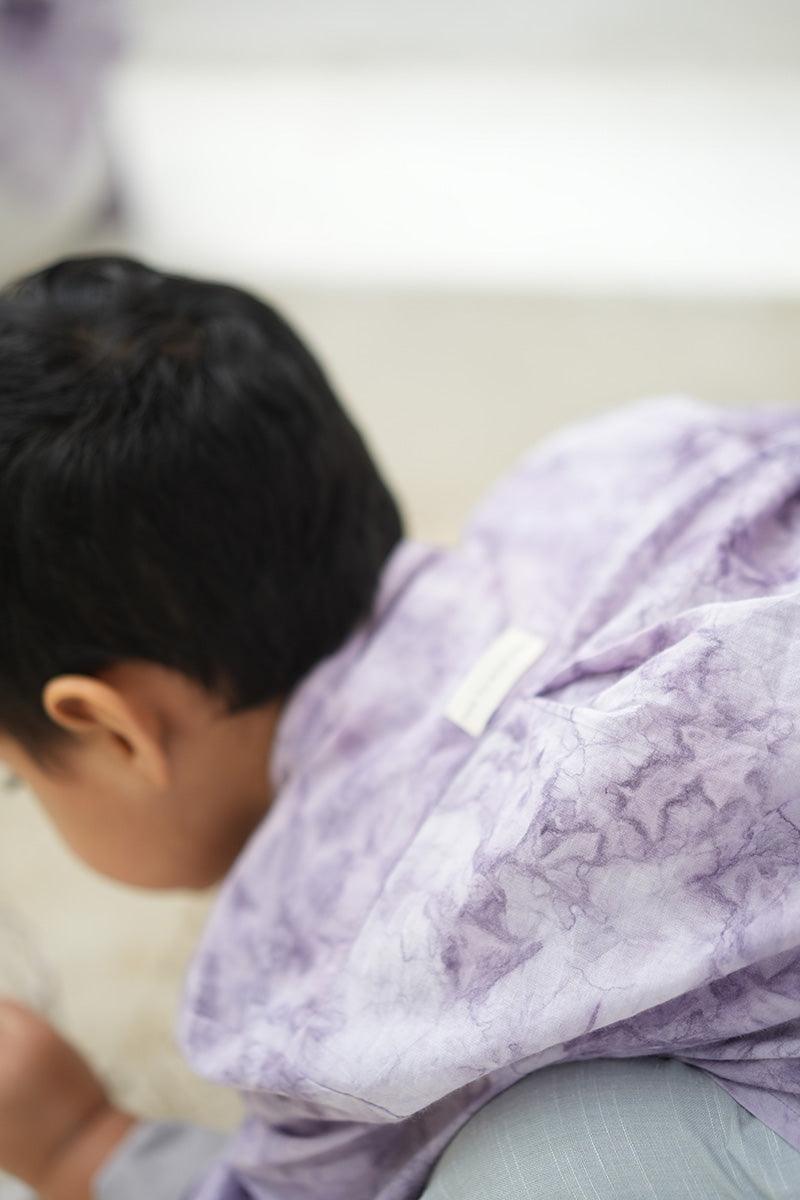 Lilac Breeze’ kids natural dyed long sleeve tie dye shirt/ jacket - Totdot