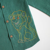 Lion on Pines Embroidered Formal Shirt - Totdot