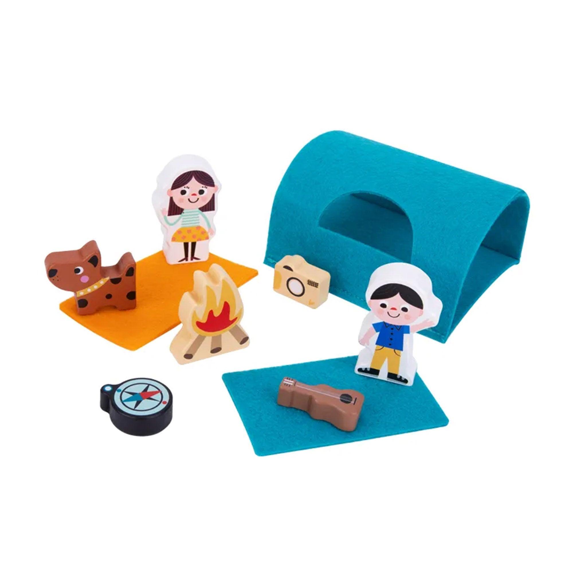 Little Camper Wooden camping toy, little camping toys set, camping play set for toddlers, kids camping set,kids camping toddler toys set. - Totdot