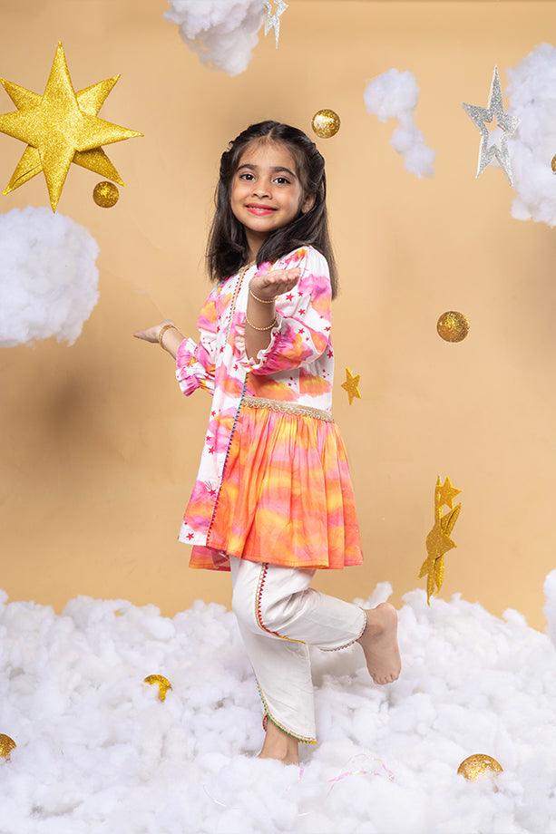 Live In Sunshine Off-White Kurta and Dhoti Pants Set for Girls - Totdot