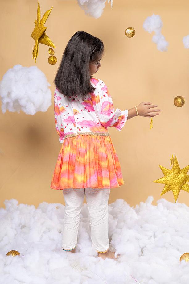 Live In Sunshine Off-White Kurta and Dhoti Pants Set for Girls - Totdot