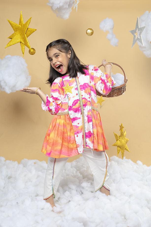 Live In Sunshine Off-White Kurta and Dhoti Pants Set for Girls - Totdot