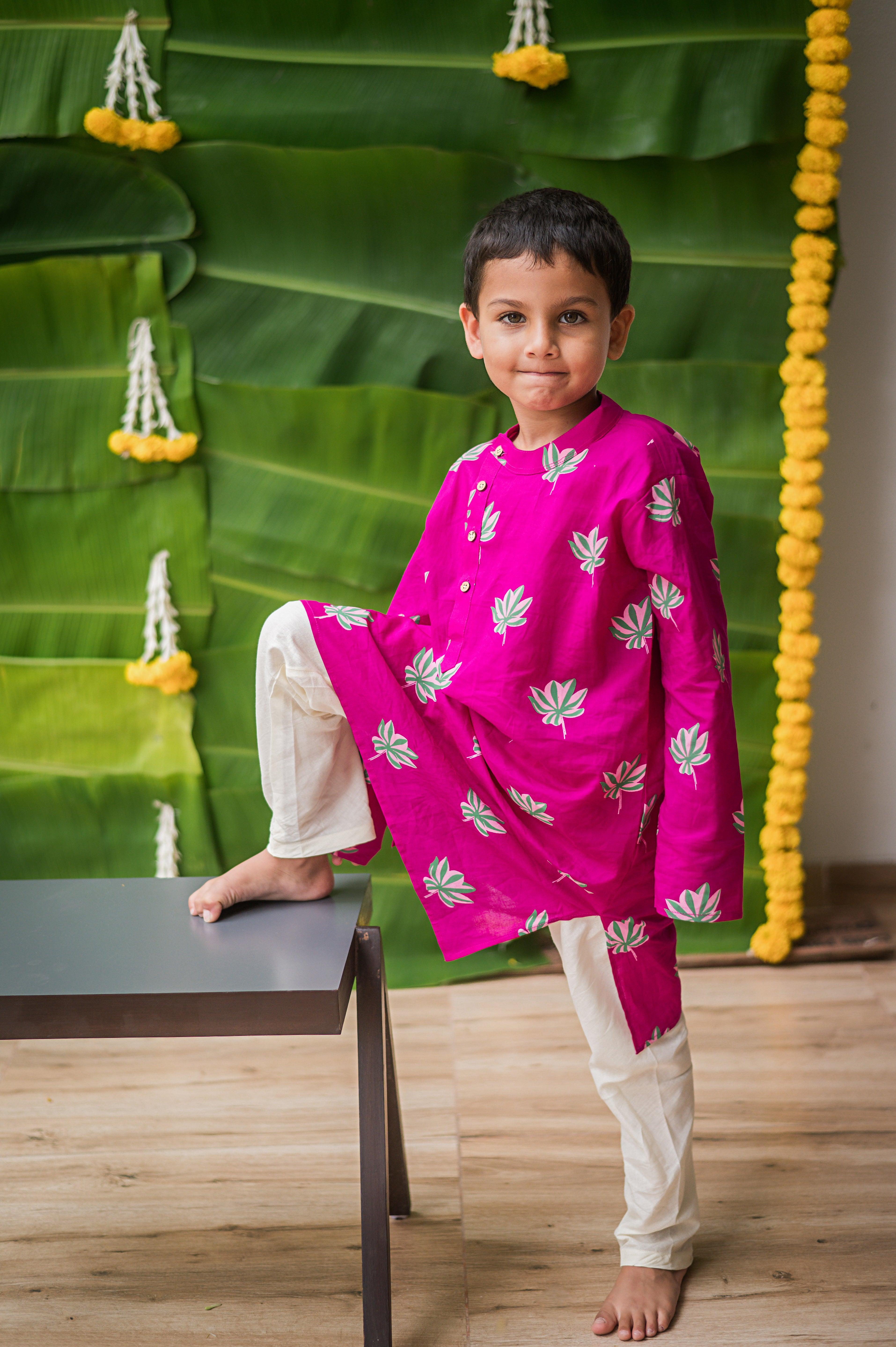 Lotus Bloom Boys Ethnic Wear- Purple - Totdot