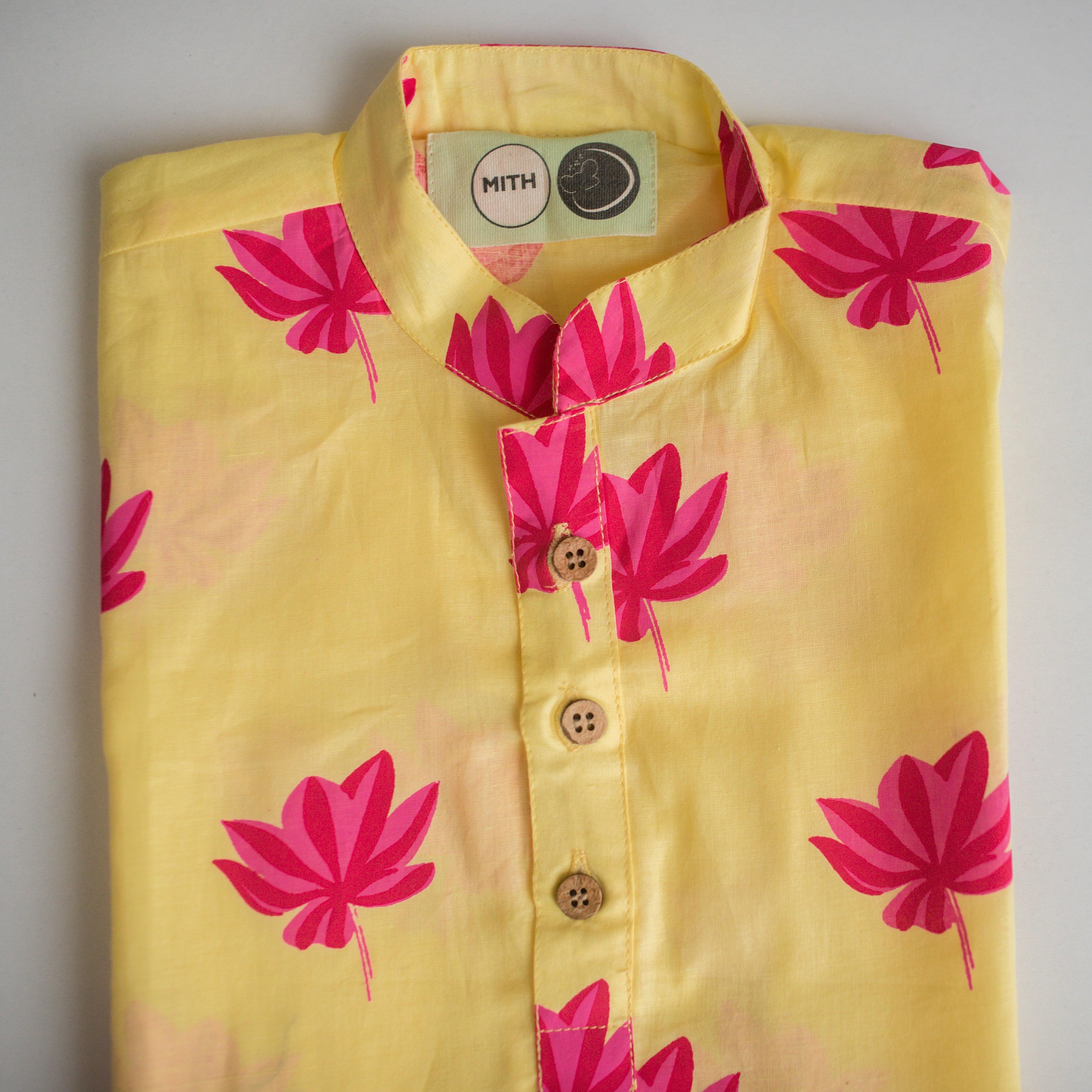 Lotus Bloom Boys Ethnic Wear-Yellow - Totdot