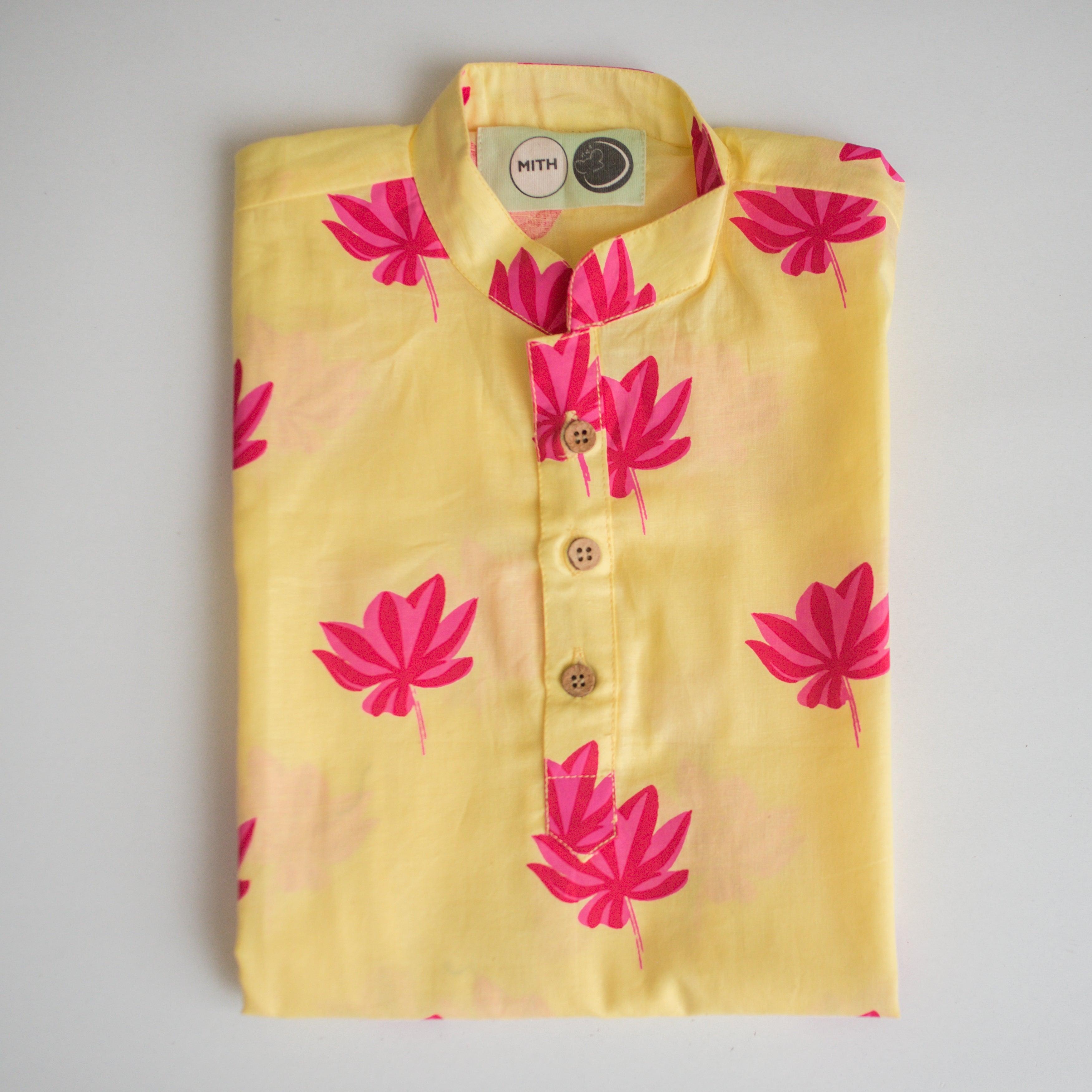 Lotus Bloom Boys Ethnic Wear-Yellow - Totdot