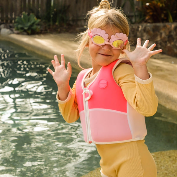 Melody the Mermaid Mini Swim Goggles Neon Strawberry - Totdot