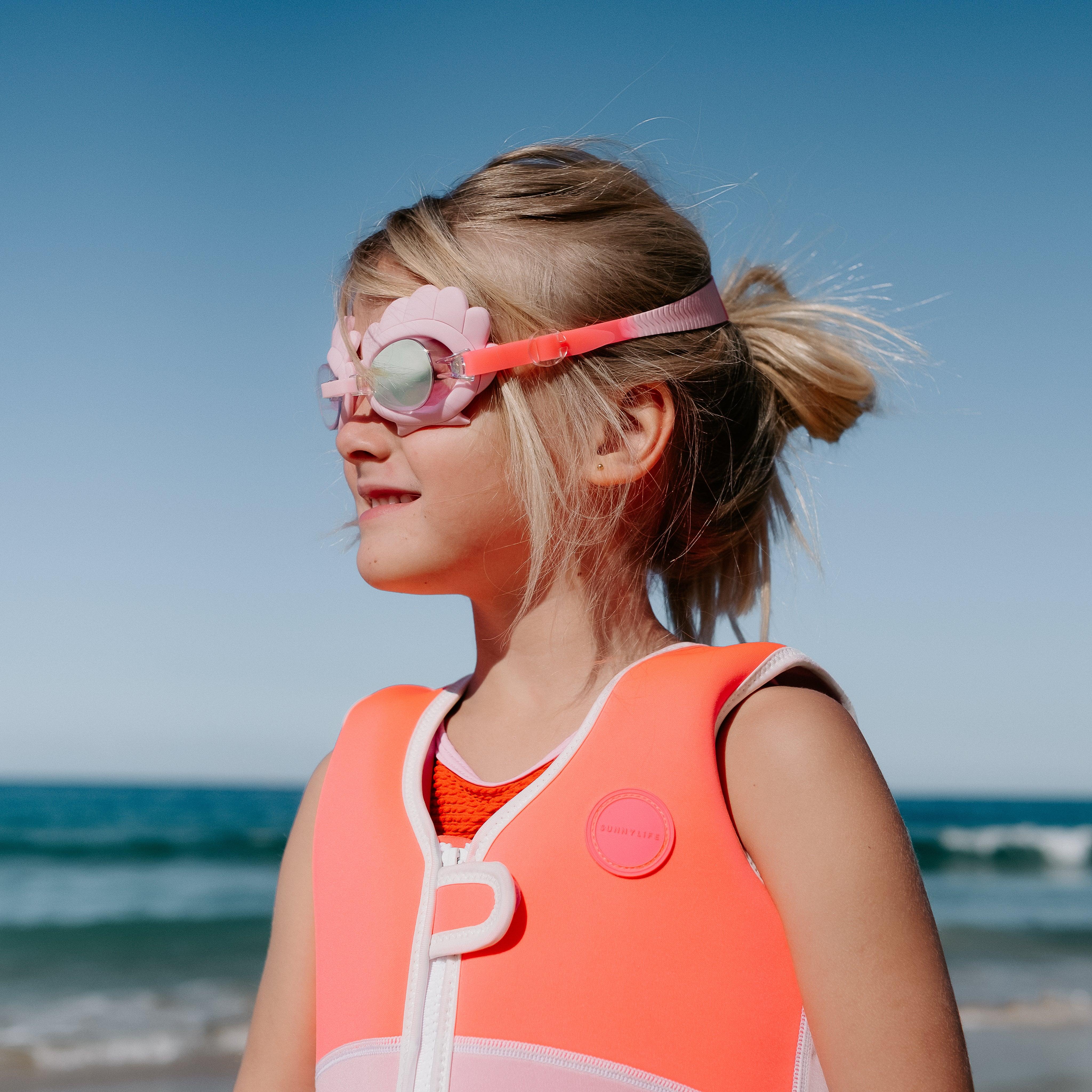 Melody the Mermaid Mini Swim Goggles Neon Strawberry - Totdot