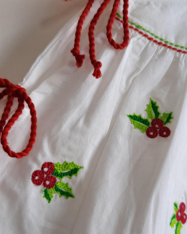 Merry Holly- Organic Cotton Embroidered Girls Jhabla / Dress - Totdot