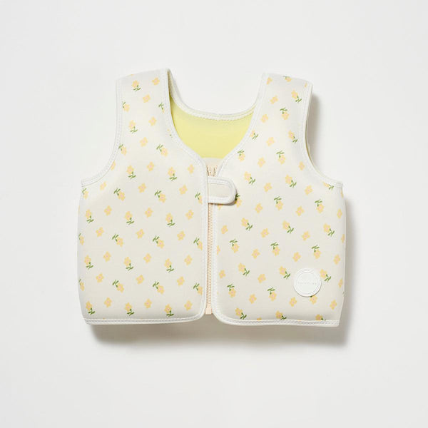 Mima The Fairy Lemon Lilac: Lemon Print White Swim Vest for 1-2 Years - Totdot
