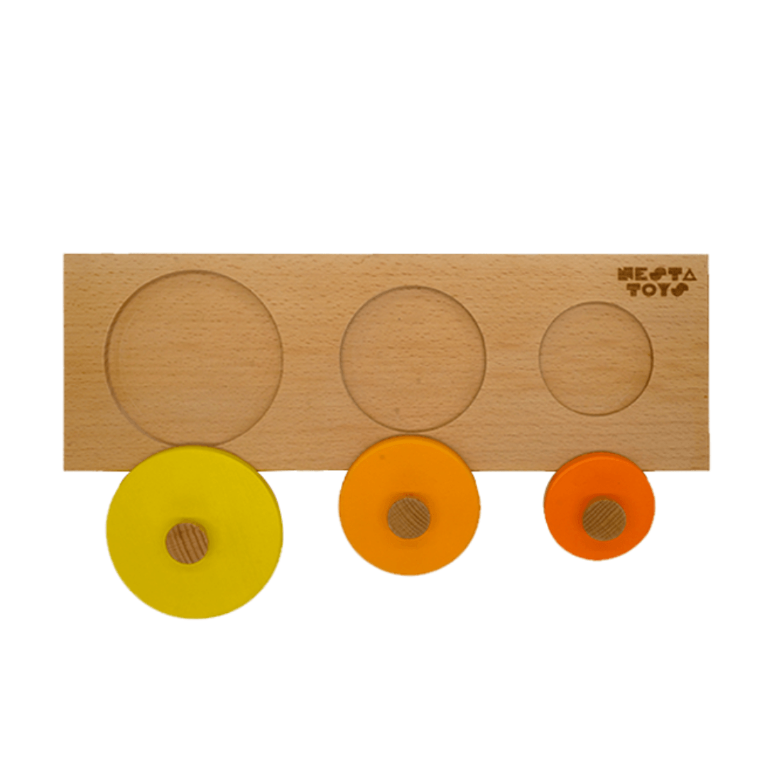 Montessori Wooden Circle Seriation Puzzle | Jumbo Knob Educational Shapes Puzzles for Baby - Totdot