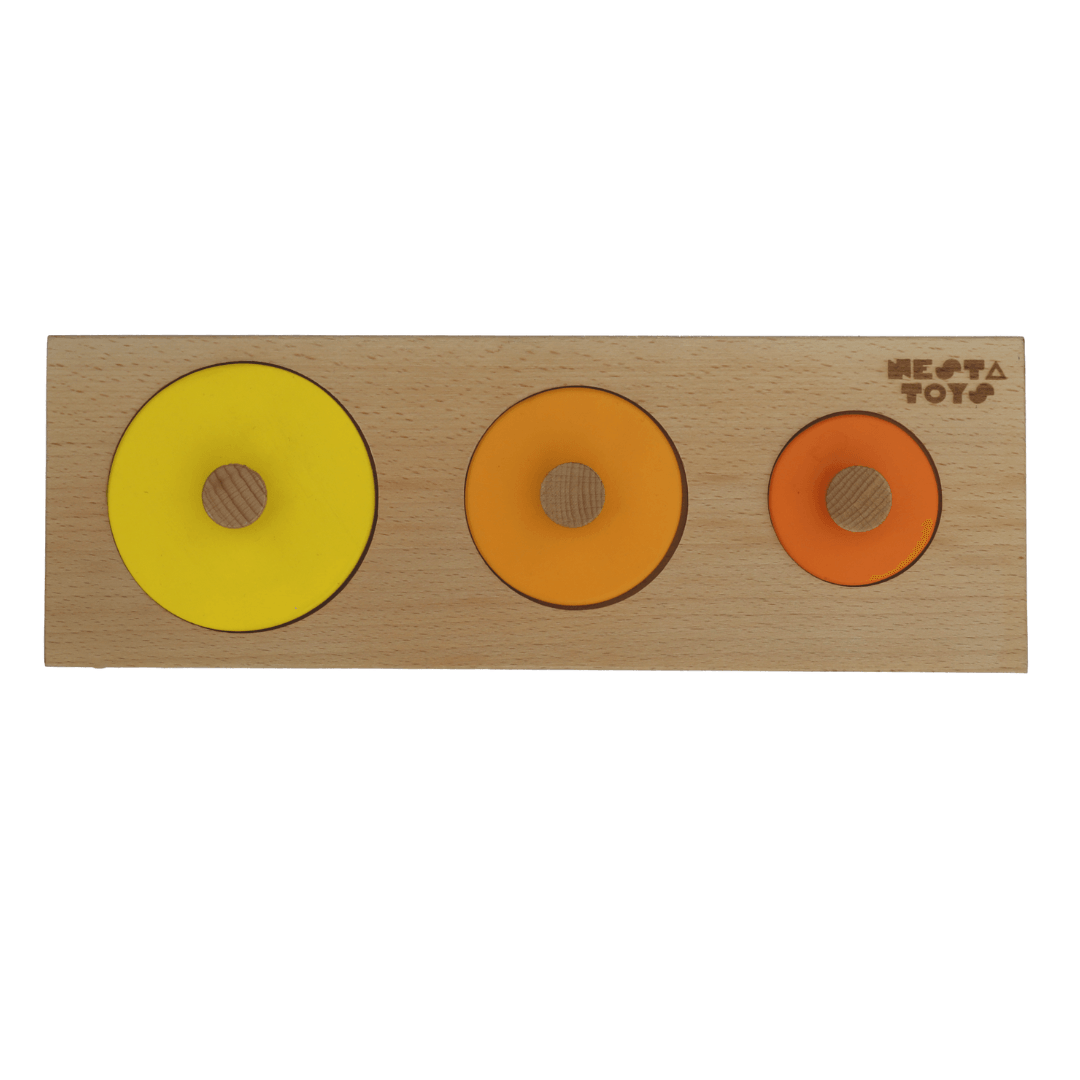 Montessori Wooden Circle Seriation Puzzle | Jumbo Knob Educational Shapes Puzzles for Baby - Totdot