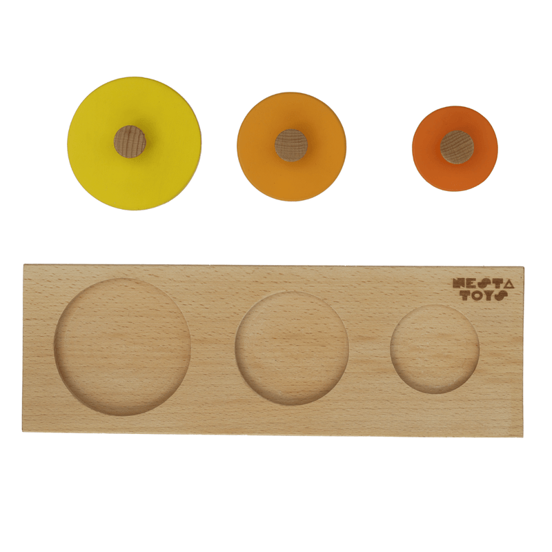 Montessori Wooden Circle Seriation Puzzle | Jumbo Knob Educational Shapes Puzzles for Baby - Totdot