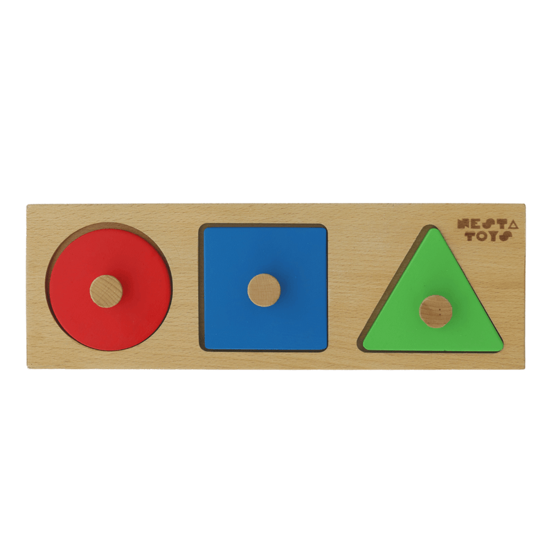 Montessori Wooden Shapes Jumbo Knob Puzzles | First Puzzle Set for Baby Toddler | Educational Shape Sorting Toy - Totdot