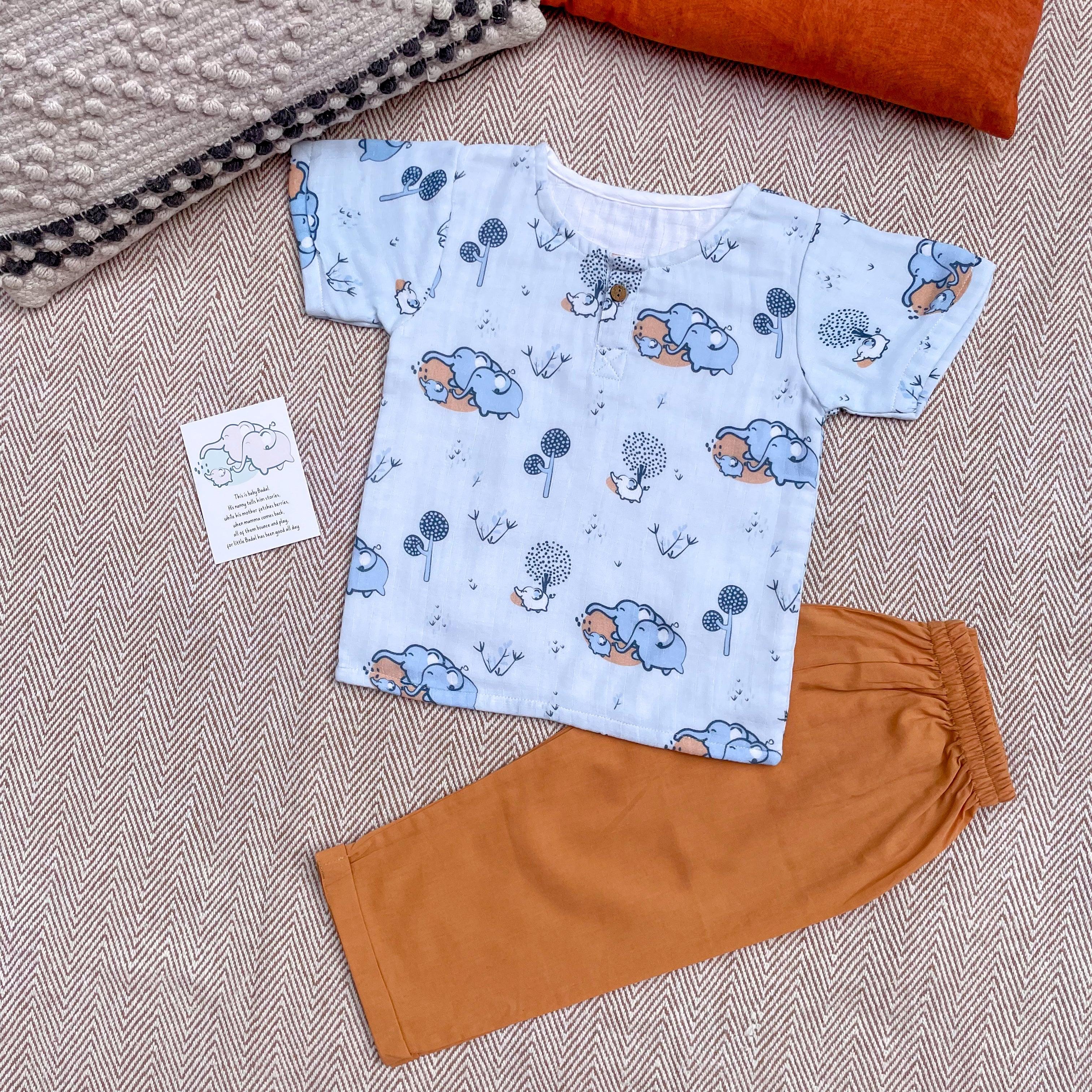 Muslin Co-ord Elephant - Totdot